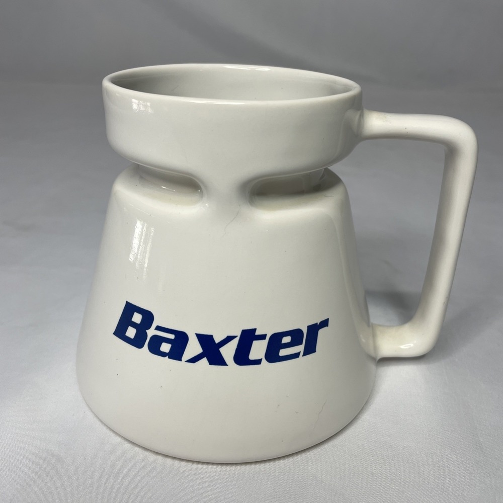 Hotjo 14oz Travel Mug White Ceramic Reusable Coffee Cup Baxter Logo Vintage USA